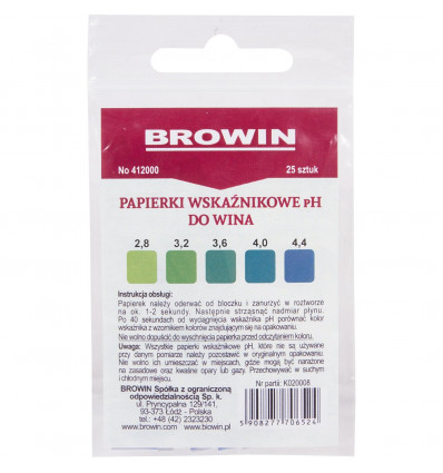 Papierki (lakmusowe) wskaźnikowe pH do wina BIOWIN