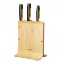 FISKARS Zestaw 3 noży w bloku bambusowym +  ostrzałka FISKARS Functional Form™