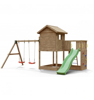 Plac zabaw Fungoo GALAXY L with double swing teak painted