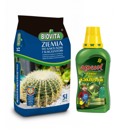 Zestaw do kaktusów ziemia Biovita + nawóz organiczno-mineralny Agrecol