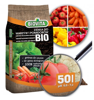 Gotowe podłoże BIO Ziemia do warzw i pomidorów Biovita 50L