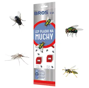 Lep płaski na muchy, komary, osy, meszki 5 szt. BROS