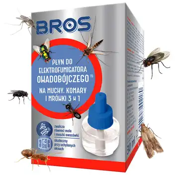 Płyn do ELEKTRO owadobójczy na komary, muchy, mrówki 3w1 30 ml BROS