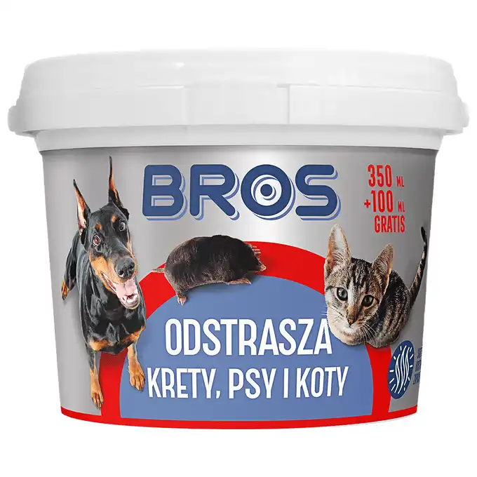 Odstraszacz na krety, psy i koty 350 ml + 100 ml gratis BROS