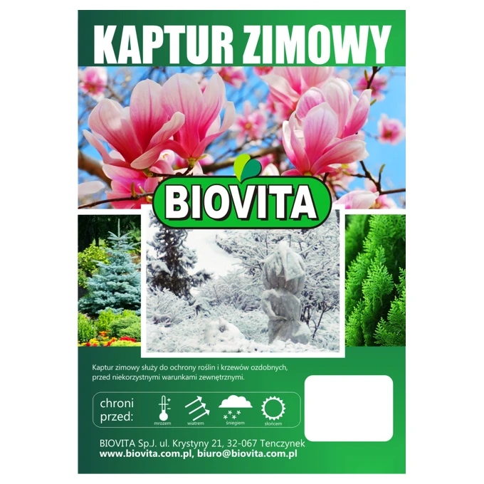 Trójkatny KAPTUR zimowy, wiązany z nadrukiem 70/80cm BIOVITA