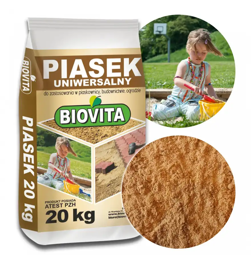 Piasek czysty do piaskownicy Posiada ATESTY! BIOVITA 20kg
