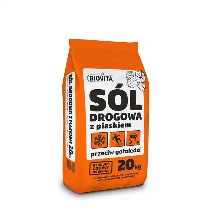 Sól drogowa z piaskiem przeciw gołoledzi BIOVITA 20 kg