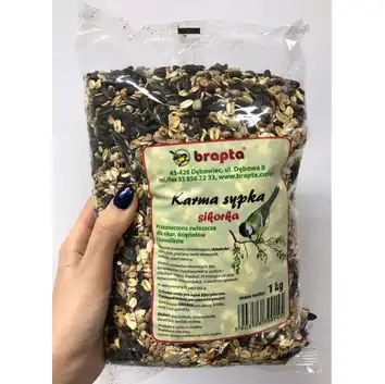 Zimowy pokarm dla ptaków - mieszanka ziarnowa "SIKORKA" 1kg BRAPTA