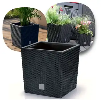 Donica Rato Low 17 cm kwadratowa 4 L z wkładem DRTS170L antracyt