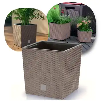 Donica Rato Low 17 cm kwadratowa 4 L z wkładem DRTS170L mocca