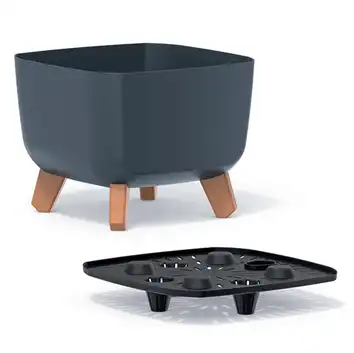 Doniczka Gracia Square 24 cm kwadratowa na nóżkach DGQL240 antracyt