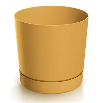 Doniczka Tubo P 12,8 cm z podstawką DPOP130 musztardowy 1,2 L Prosperplast