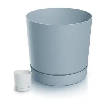 Doniczka Tubo P 14,7 cm z podstawką DPOP150 jasny szary 1,8 L Prosperplast