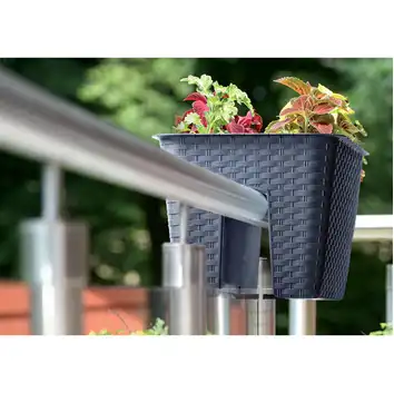 Doniczka balkonowa Ratolla Railing Square 13L na balustradę  DRLB400 antracyt