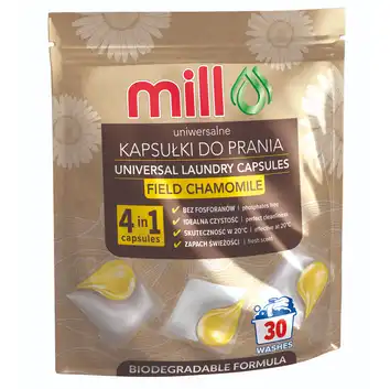 MILL clean Kapsułki do prania uniwersalne 4w1 Rumianek Polny 30 szt. biodegradowalne