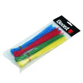 Opaski zaciskowe nylonowe kolorowe 200x2,5mm 120szt. BEAST