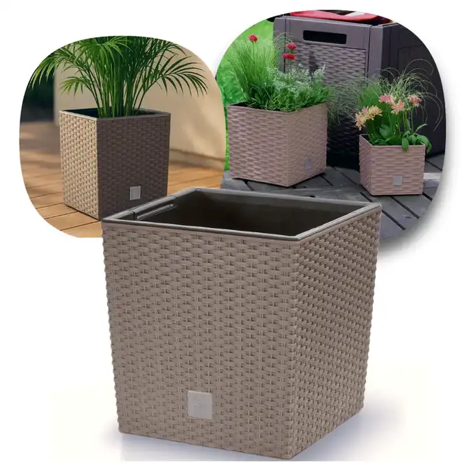 Donica Rato Low 17 cm kwadratowa 4 L z wkładem DRTS170L mocca