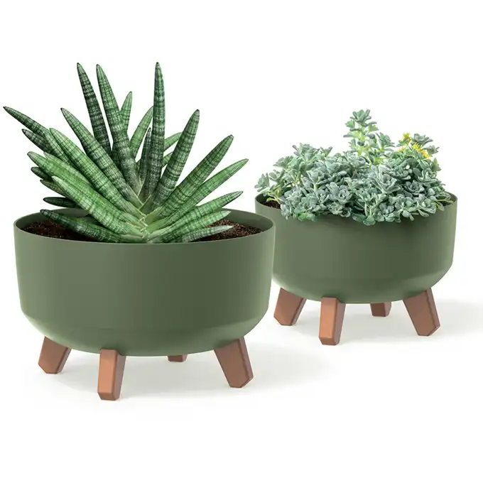 Doniczka Gracia Low 37,9 cm na nóżkach DGRL400L ziemisty zielony 14,3 L