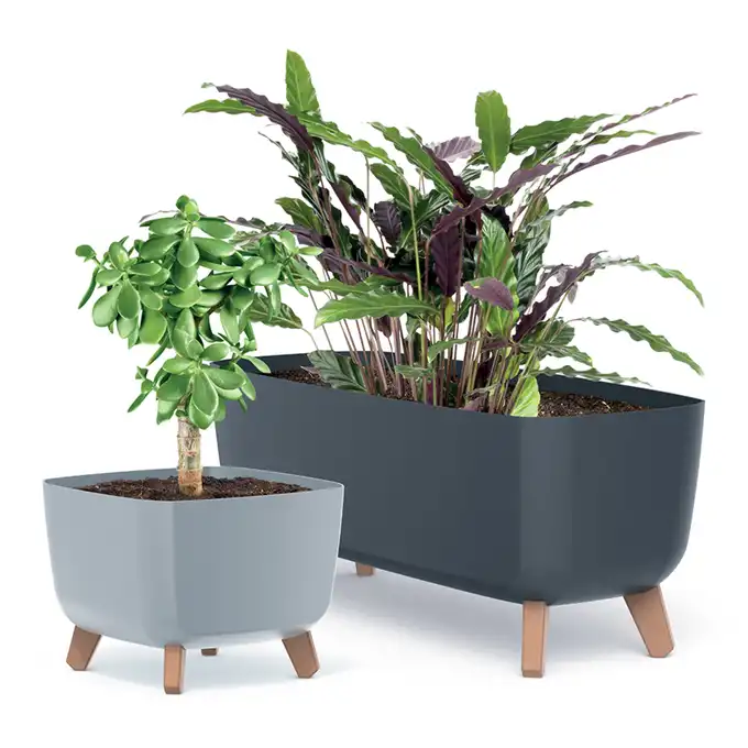 Doniczka Gracia Square 29 cm kwadratowa na nóżkach DGQL300 antracyt