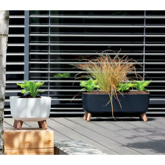 Doniczka Gracia Square 29 cm kwadratowa na nóżkach DGQL300 antracyt