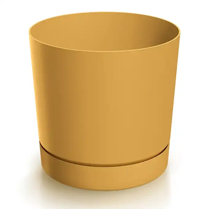 Doniczka Tubo P 12,8 cm z podstawką DPOP130 musztardowy 1,2 L Prosperplast