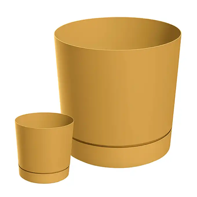 Doniczka Tubo P 12,8 cm z podstawką DPOP130 musztardowy 1,2 L Prosperplast