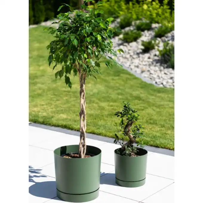 Doniczka Tubo P 12,8 cm z podstawką DPOP130 musztardowy 1,2 L Prosperplast