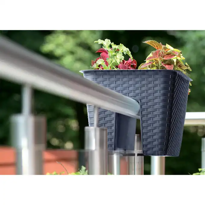 Doniczka balkonowa Ratolla Railing Square 13L na balustradę  DRLB400 antracyt