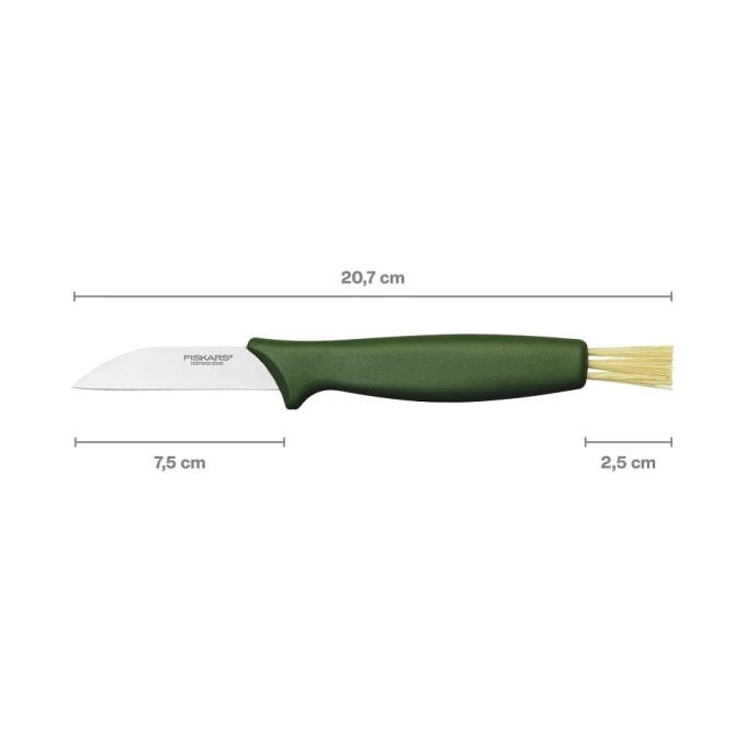 FISKARS Nóż do grzybów ze szczoteczką 21cm (zielony)