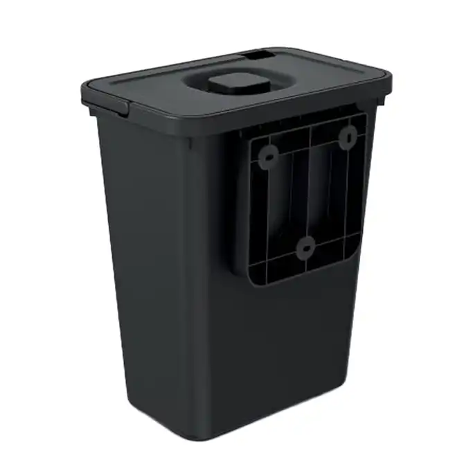 Kosz na śmieci Systema Basic Flap - czarny recykling 10l