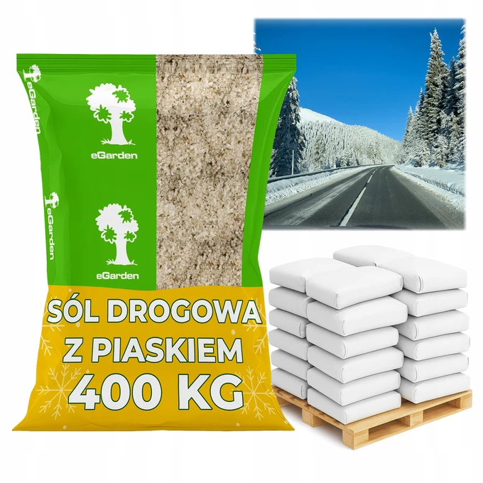 Sól drogowa przeciw gołoledzi z piaskiem 400kg PALETA SOLI