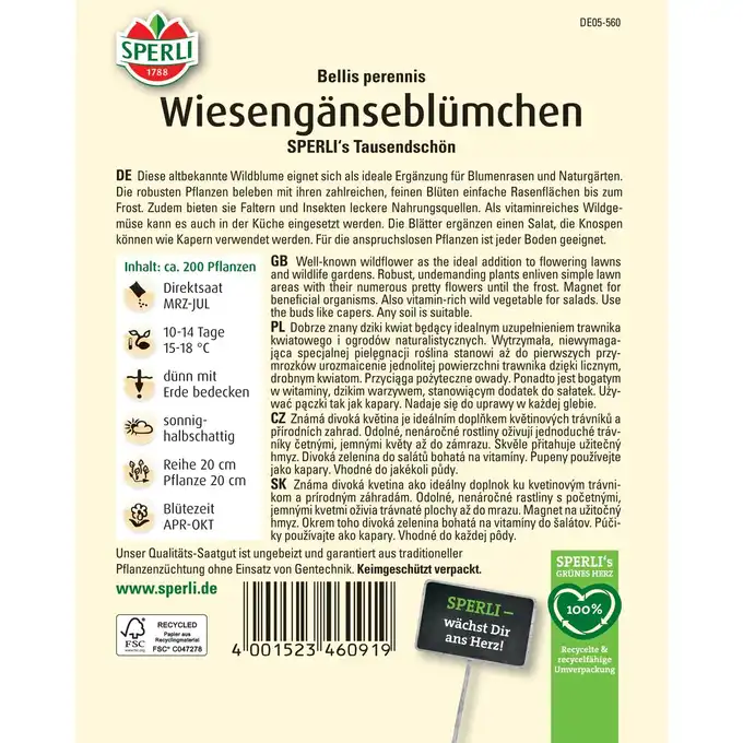 Stokrotka łąkowa 'SPERLI's Tausendschön' Nasiona PREMIUM Sperli