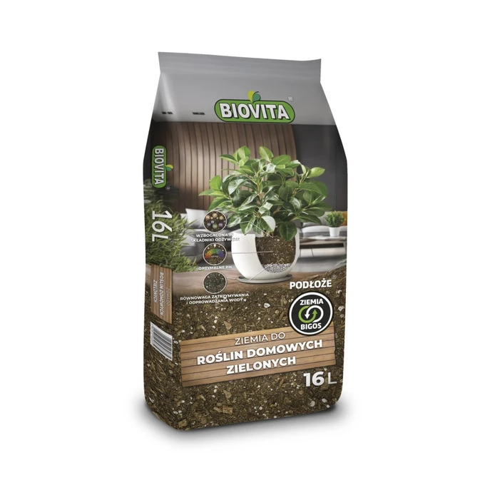 Ziemia BIGOS do roślin domowych zielonych BIOVITA 16l