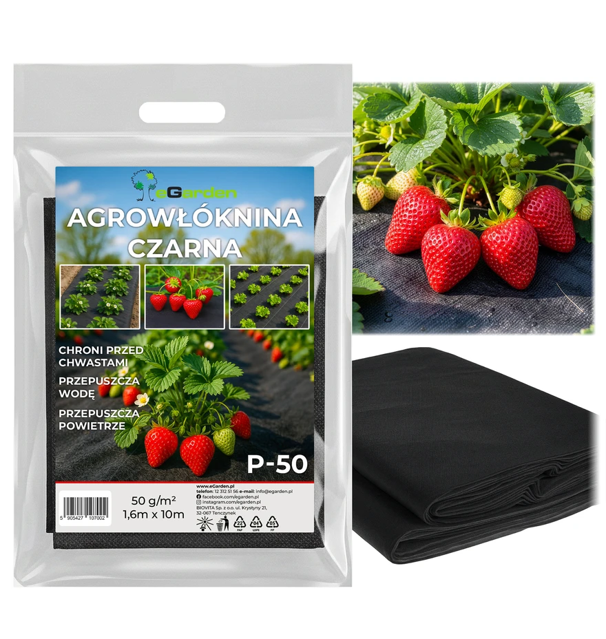 eGarden Agrowłóknina P-50 Czarna na chwasty  1.6x10m