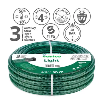 VARTCO Wąż ogrodowy LIGHT 20 bar 3-warstwowy 3/4" 30 m