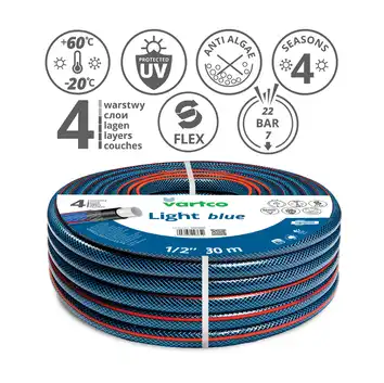 VARTCO Wąż ogrodowy LIGHT blue 22 bar 4-warstwowy 1/2" 30 m