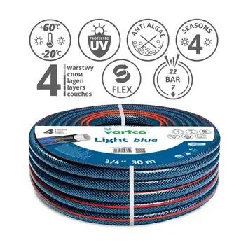 VARTCO Wąż ogrodowy LIGHT blue 22 bar 4-warstwowy 3/4" 30 m