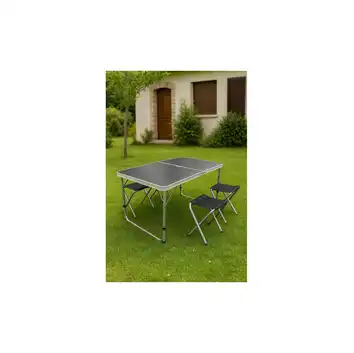 Zestaw Kempingowy Stół + 4 Krzesła Składane 120x60 cm Walizka Ogród eGarden