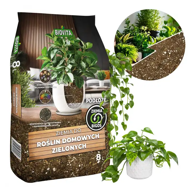 Ziemia BIGOS do roślin domowych zielonych BIOVITA 8l