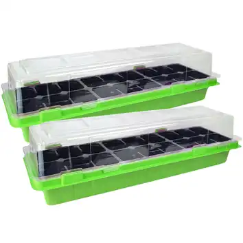 Dwie miniszklarenki do wysiewu nasion VEFI 47x16cm zielone