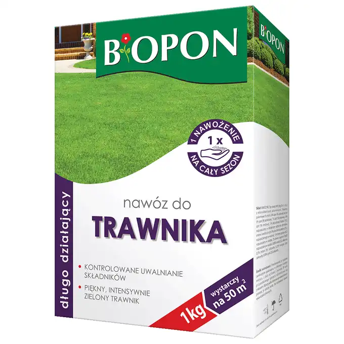 Nawóz długo działający do trawników 1kg Biopon
