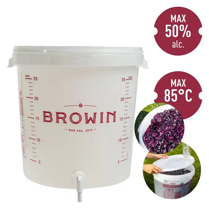 Pojemnik fermentacyjny 30L z nadrukiem oraz kranem