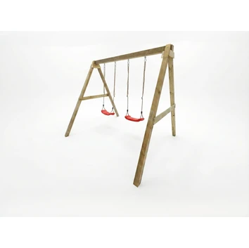 Huśtawka ogrodowa Fungoo MAX-PLAY SWING, 2 czerwone siedziska, regulowane liny, kotwy gruntowe