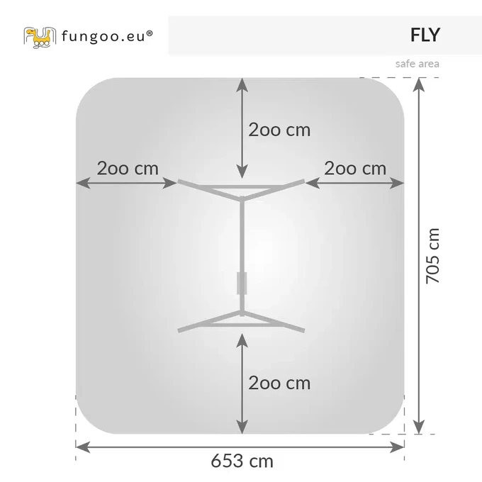 Huśtawka ogrodowa Fungoo FLY 2.0, 2 siedziska, kotwy gruntowe, drewno impregnowane