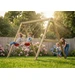 Huśtawka ogrodowa Fungoo MAX-PLAY SWING, 2 czerwone siedziska, regulowane liny, kotwy gruntowe