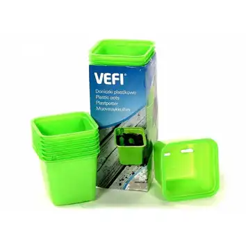 Doniczki kwadratowe VEFI 6x6cm zielone 30szt.