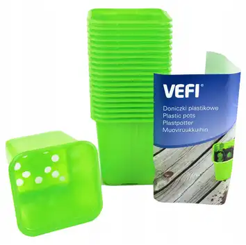Doniczki kwadratowe VEFI 8x8cm zielone 20szt.