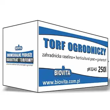 Torf ogrodniczy kwaśny 0-20mm pH 3,2-4,5 250L BIOVITA