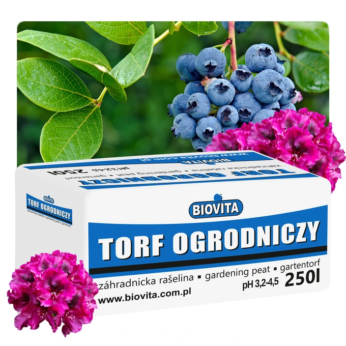 Torf ogrodniczy kwaśny 0-20mm pH 3,2-4,5 250L BIOVITA