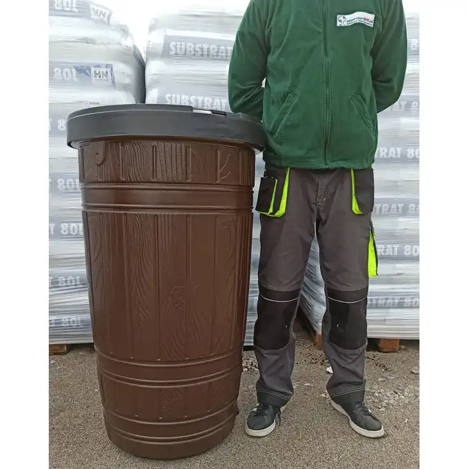 KOMPLETNY Zbiornik na deszczówkę brązowy Woodcan beczka 265L IDWO265 PROSPERPLAST